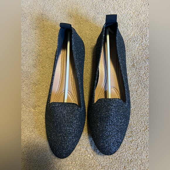 Shoes - Black Glitter Flats Size 9 NWT